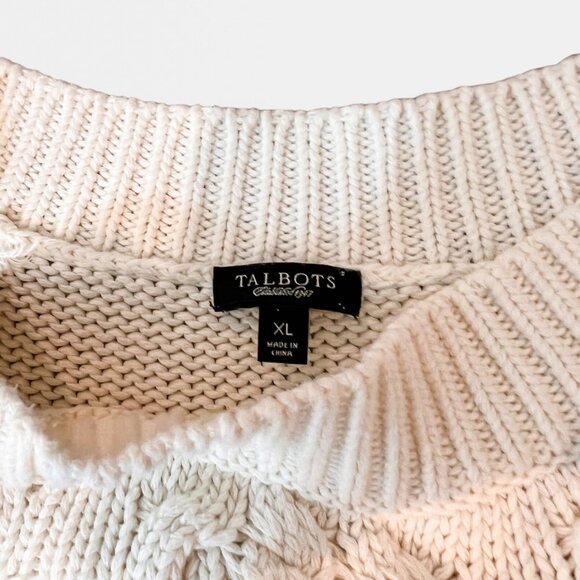 Talbots Sweater XL Chunky Cable Knit Round Neck Womens Pullover Size Extra Large - Picture 9 of 11